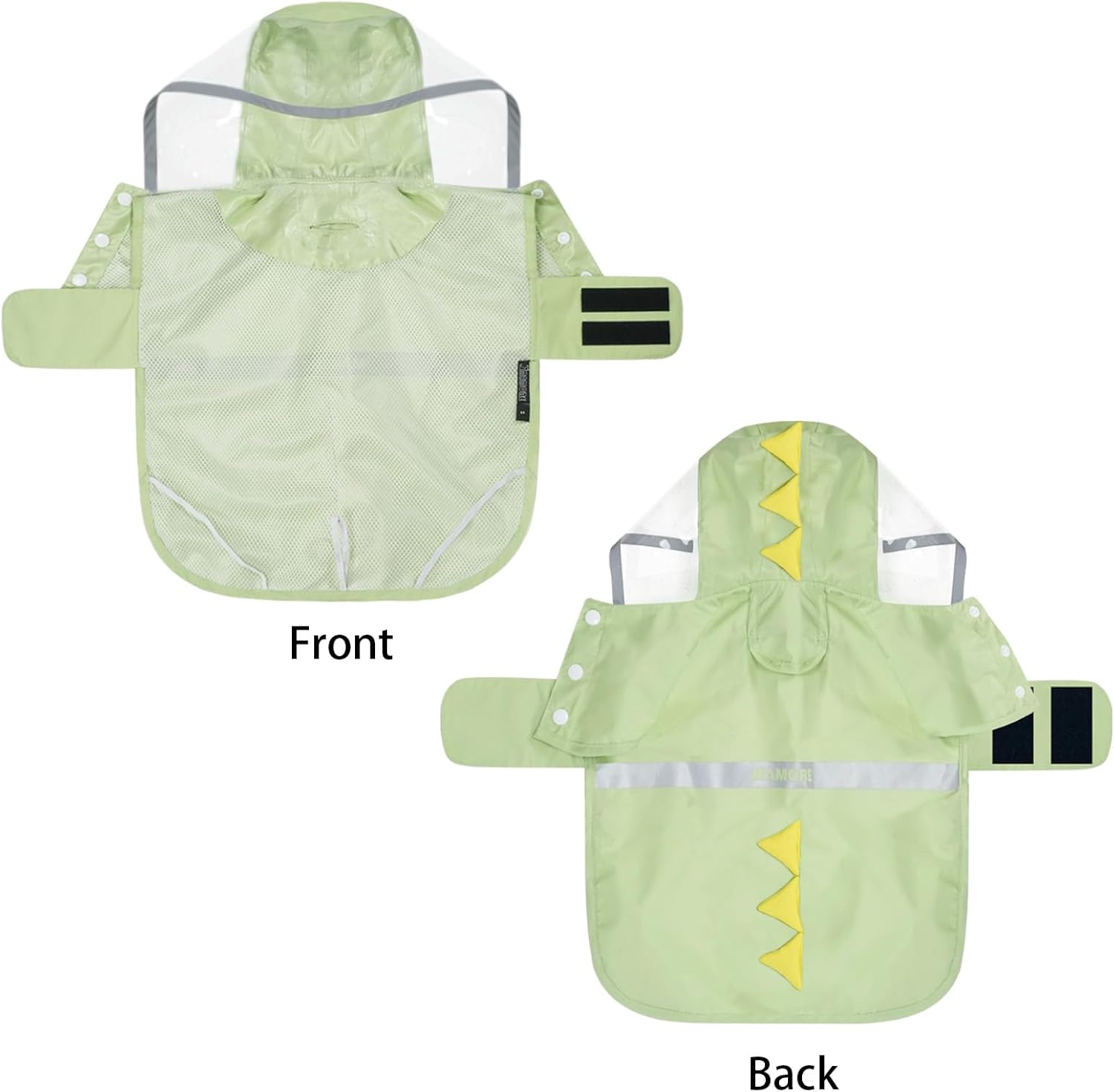 Dog Raincoat, Waterproof Reflective Adjustable Hooded Dog Rain Coat with Leash Hole, Lightweight Breathable Pet Poncho for Dogs (Green Dinosaur, Small(9-13lb))