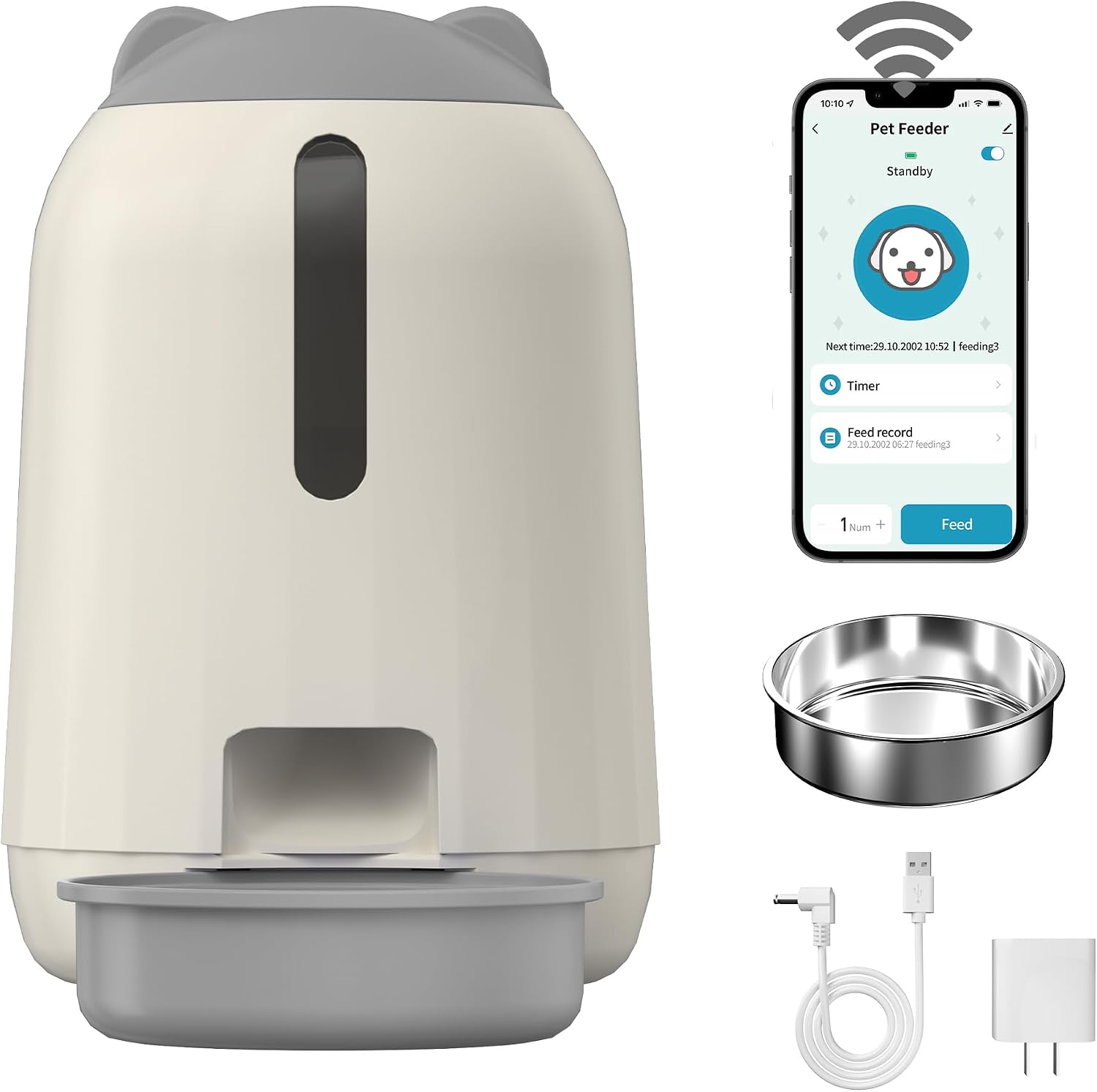 Smart Automatic Dual Power WiFi Cat Feeder - Moisture-Proof Freshness Design, 3L Capacity (Grey)