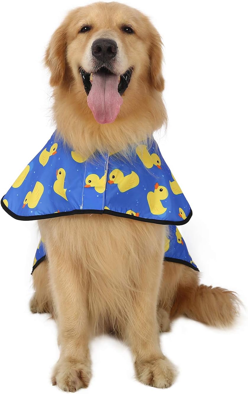Dog Raincoat Jacket Reflective Adjustable Hooded Pet Poncho Rain Coat with Leash Hole for Small to X-Large Dogs  - L