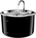 Cat Water Fountain Stainless Steel Lid, 3L/101oz Pet Water Fountain, Dog Waterer with Quiet Pump and 4-Layer Filtration for Cats and Dogs