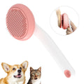Self-Cleaning De-shedding Brush for Cats and Dogs - Easily Detangles and Removes Undercoat (Pink)