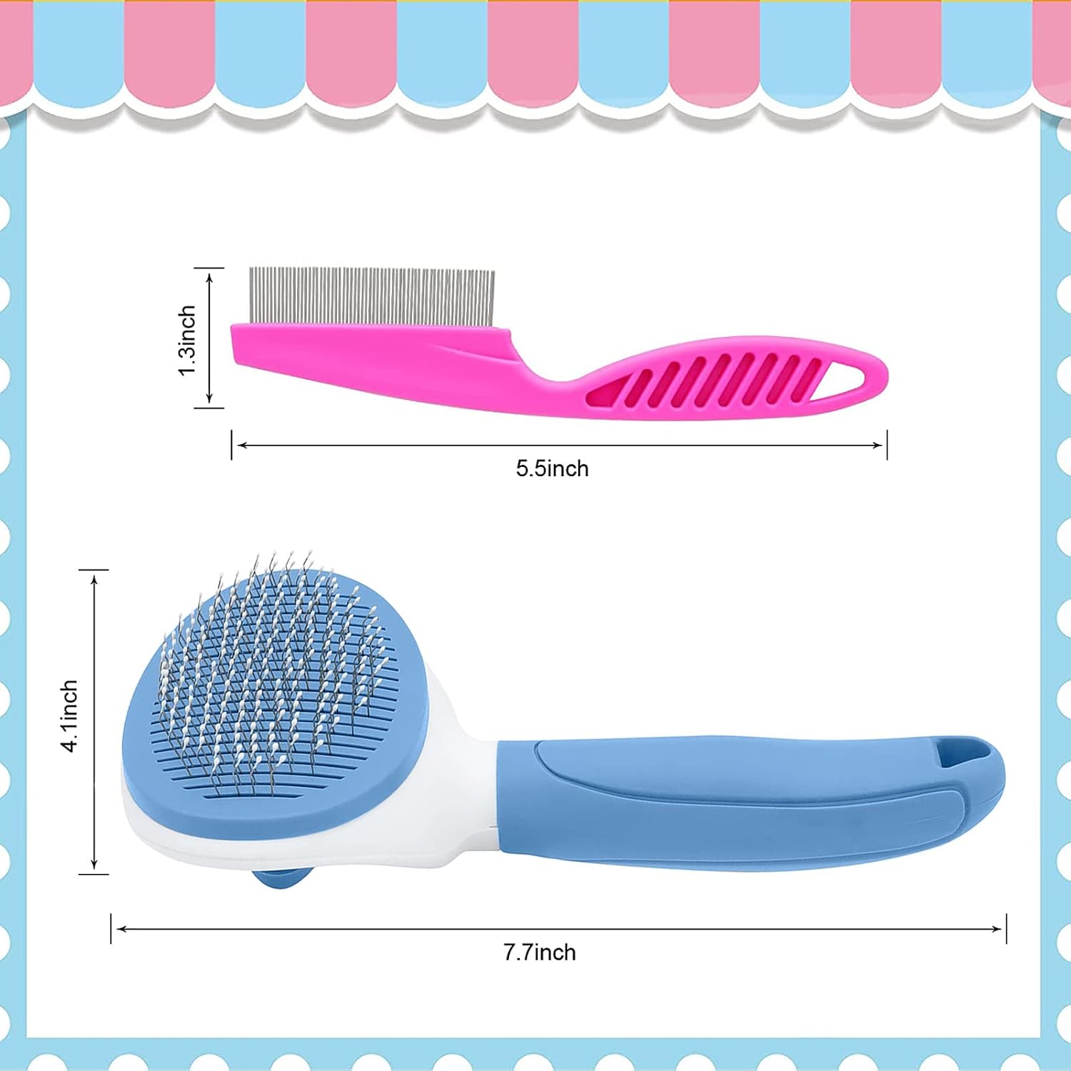 Cat Self-Cleaning De-shedding Comb - Removes Loose Hair and Massages (Blue)