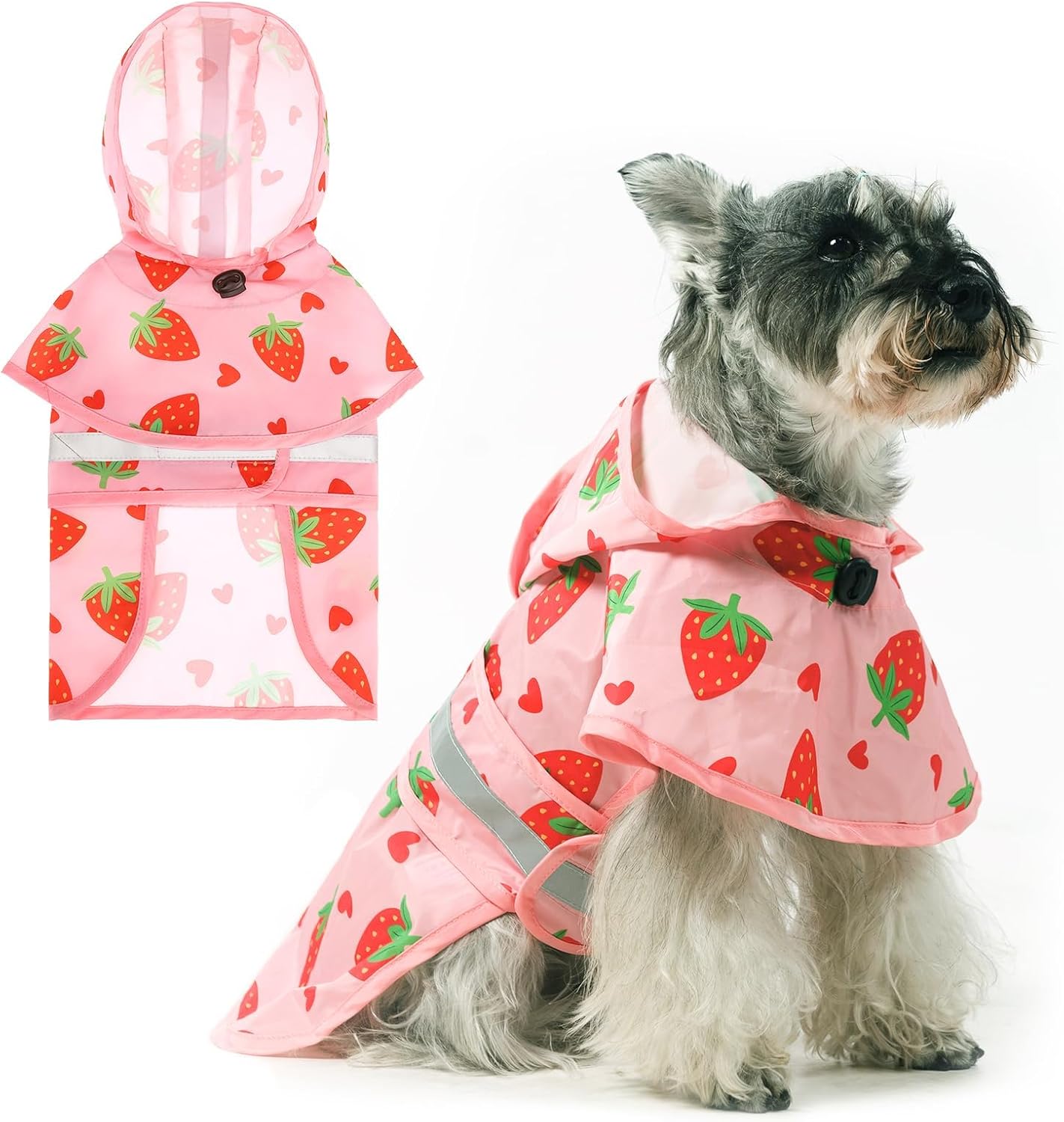 Dog Raincoat Hooded Slicker Poncho with Leash Hole, Dog Raincoat for Small Medium Dogs, Waterproof Pet Rain Jacket with Reflective Strip, Adjustable Breathable Puppy Rainwear