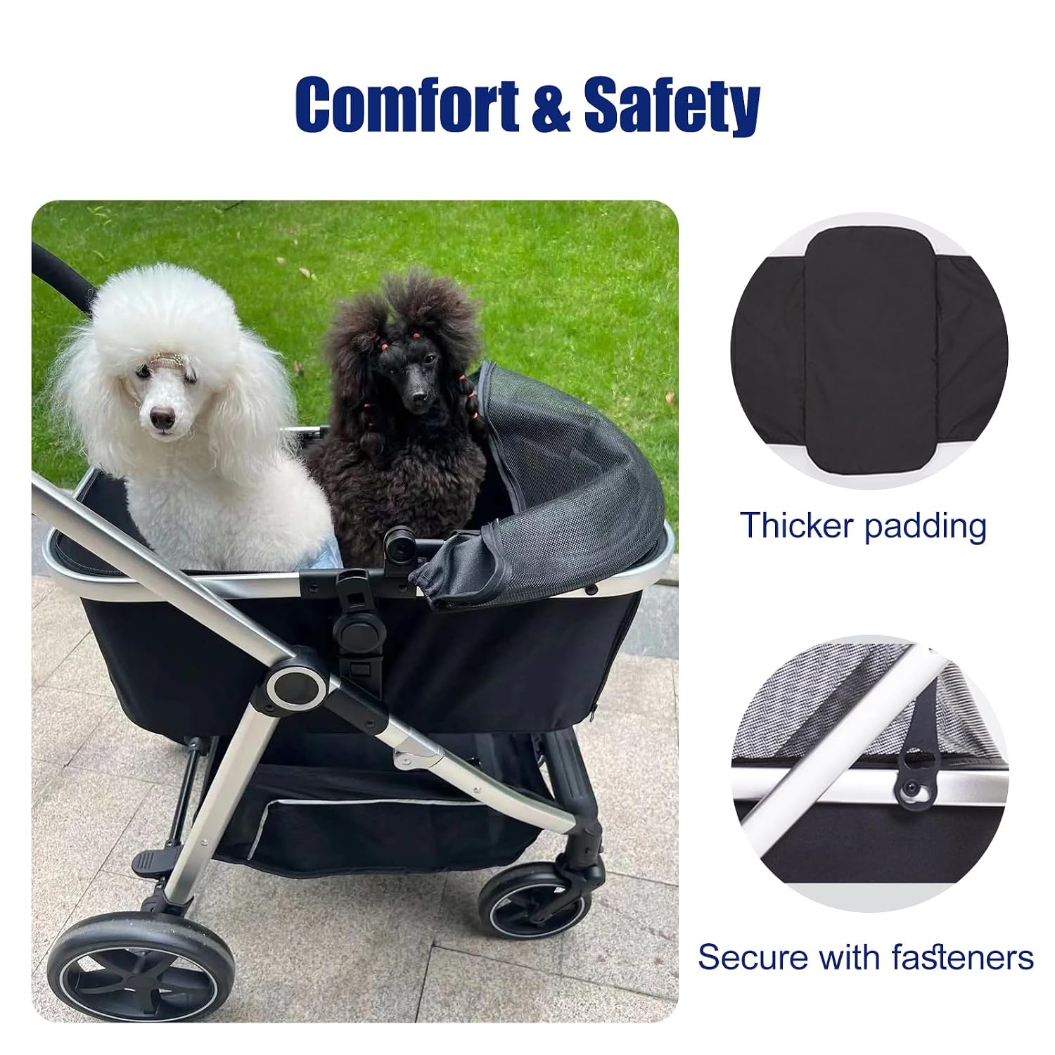 Pet Stroller, Foldable Lightweight for Small to Medium Dogs – Breathable Mesh, Portable Pet Buggy, Removable Carrier, 360° Wheels, Aluminum Frame, 44 lbs Capacity