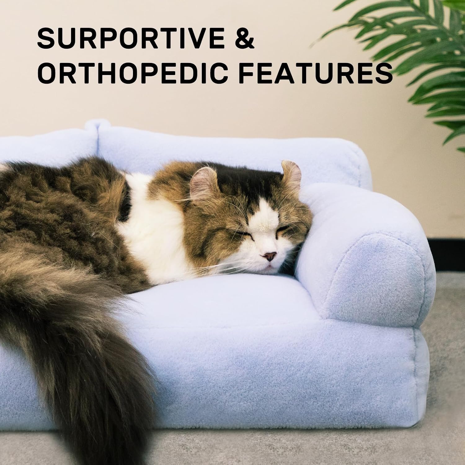 Pet Sofa Soft  Pet Sofa Beds for Medium Small Cats and Dogs, Light Blue