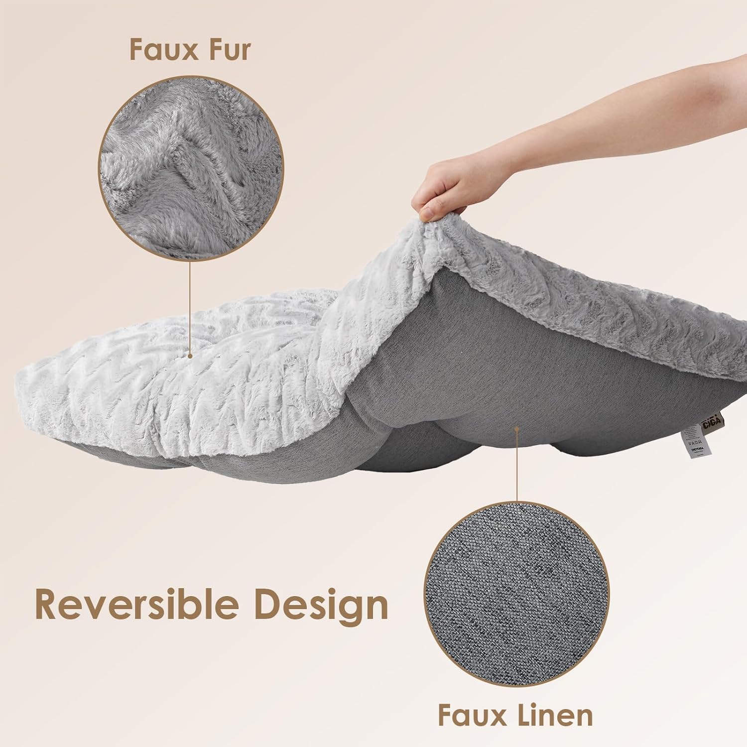 Washable Large Dog Bed for Crate 35x23 Inch, Reversible Kennel Pad for Dogs Weight Up to 45 lbs, Plush and Comfy Pet Sleeping Mat, Grey