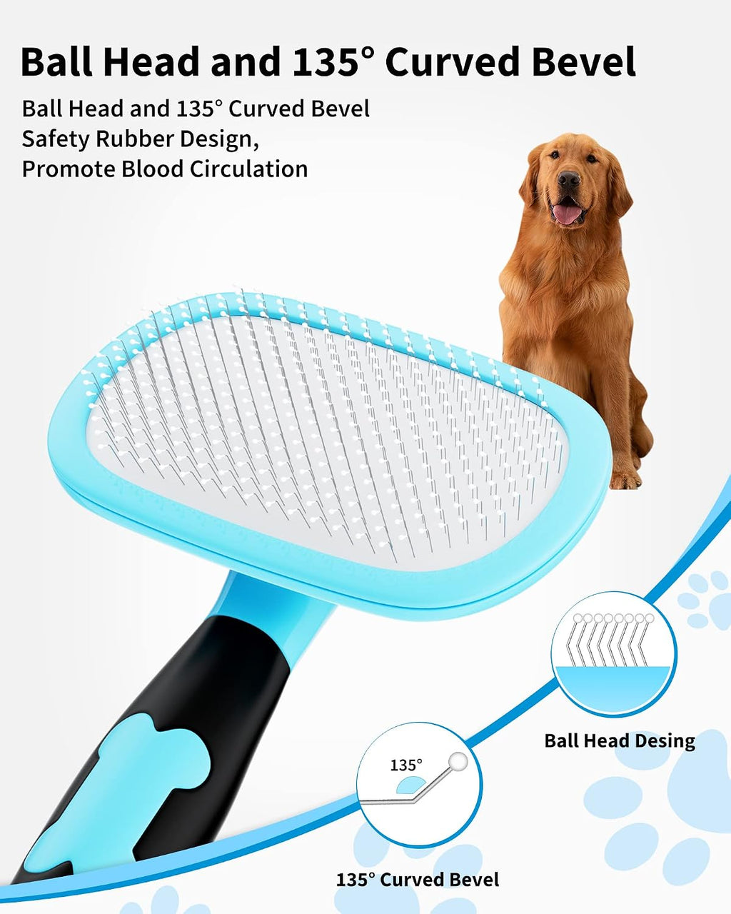 Pet De-shedding and Grooming Tool - Pet Massage Brush (Blue)