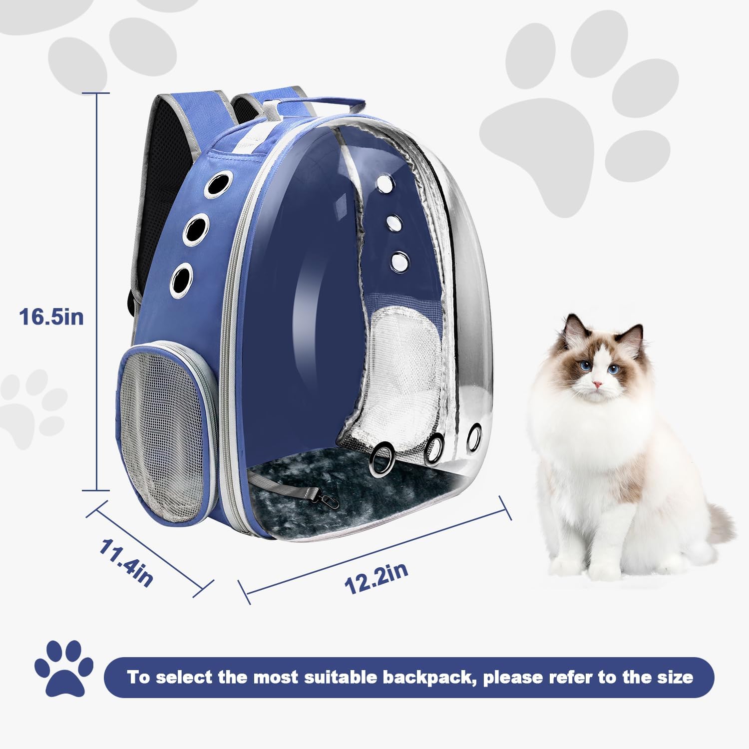 Cat Backpack Carrier, Pet Cat Carrier with Ventilated Design for Carrying Puppy Cats, Pet Carrier Back Pack Bag Space Capsule for Traveling/Hiking/Camping/Outdoors