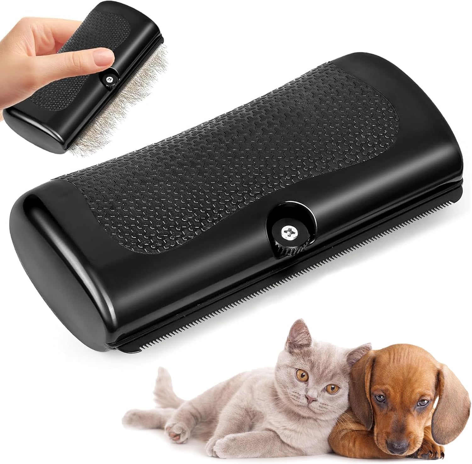 Comfortable Grip Short-Haired Pet Brush - Gentle De-shedding Tool Designed for Short-Haired Cats and Dogs