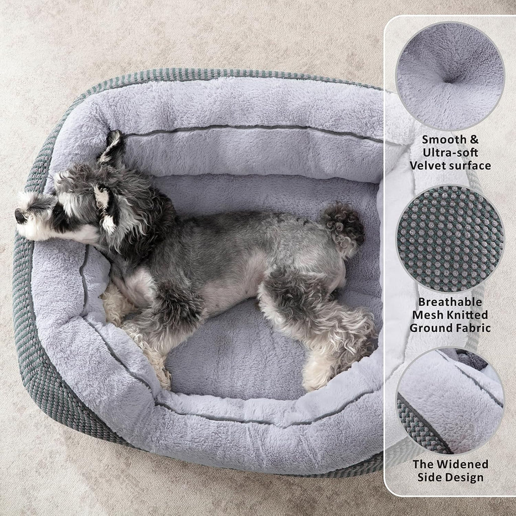 Medium Dog Beds for Medium Dogs Washable, Rectangle Dog Bed Medium Size Dog, Orthopedic Dog Bed, Warming Soft Calming Sleeping Puppy Bed Durable Pet Bed with Anti-Slip Bottom M(30"x24"x9")