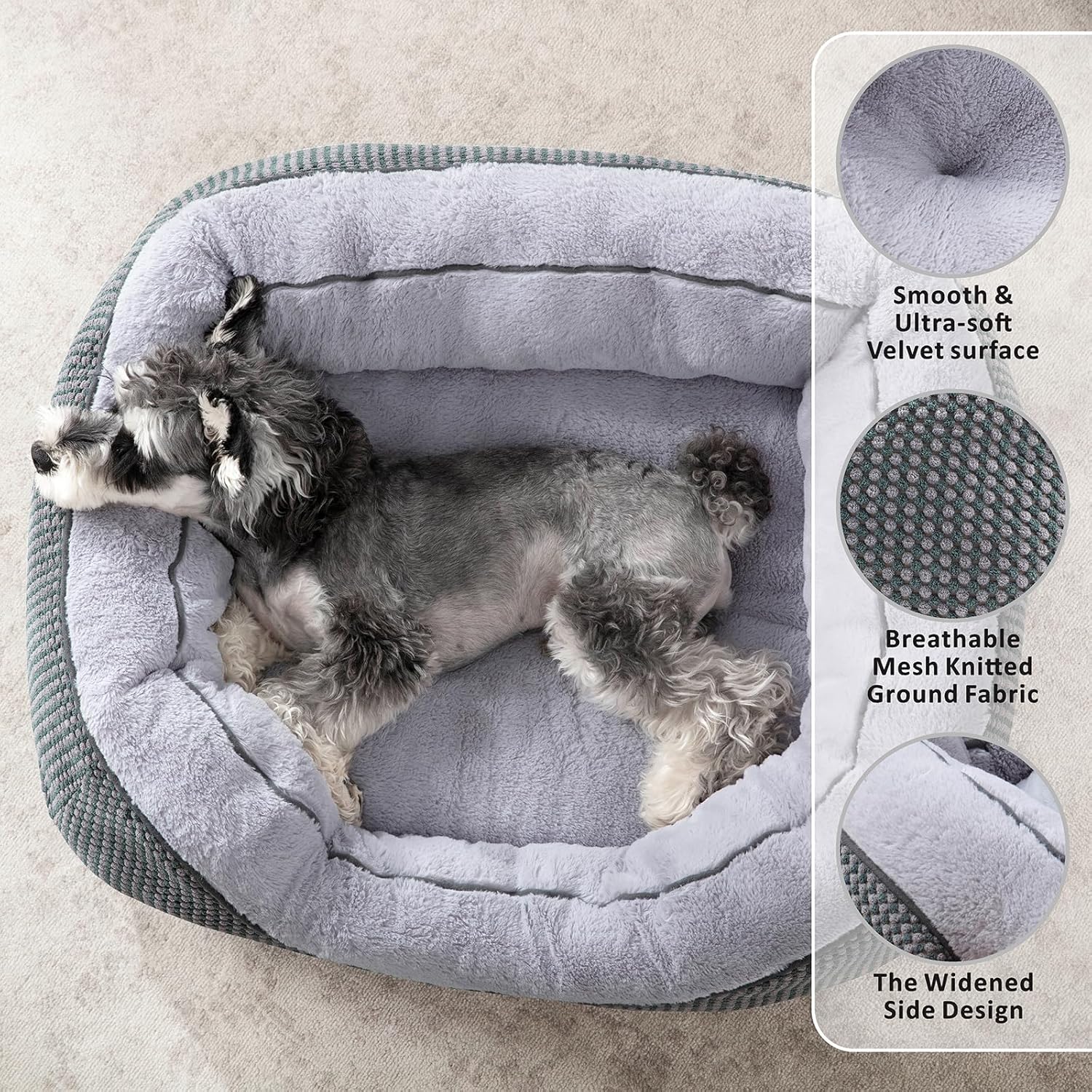 Medium Dog Beds for Medium Dogs Washable, Rectangle Dog Bed Medium Size Dog, Orthopedic Dog Bed, Warming Soft Calming Sleeping Puppy Bed Durable Pet Bed with Anti-Slip Bottom M(30"x24"x9")