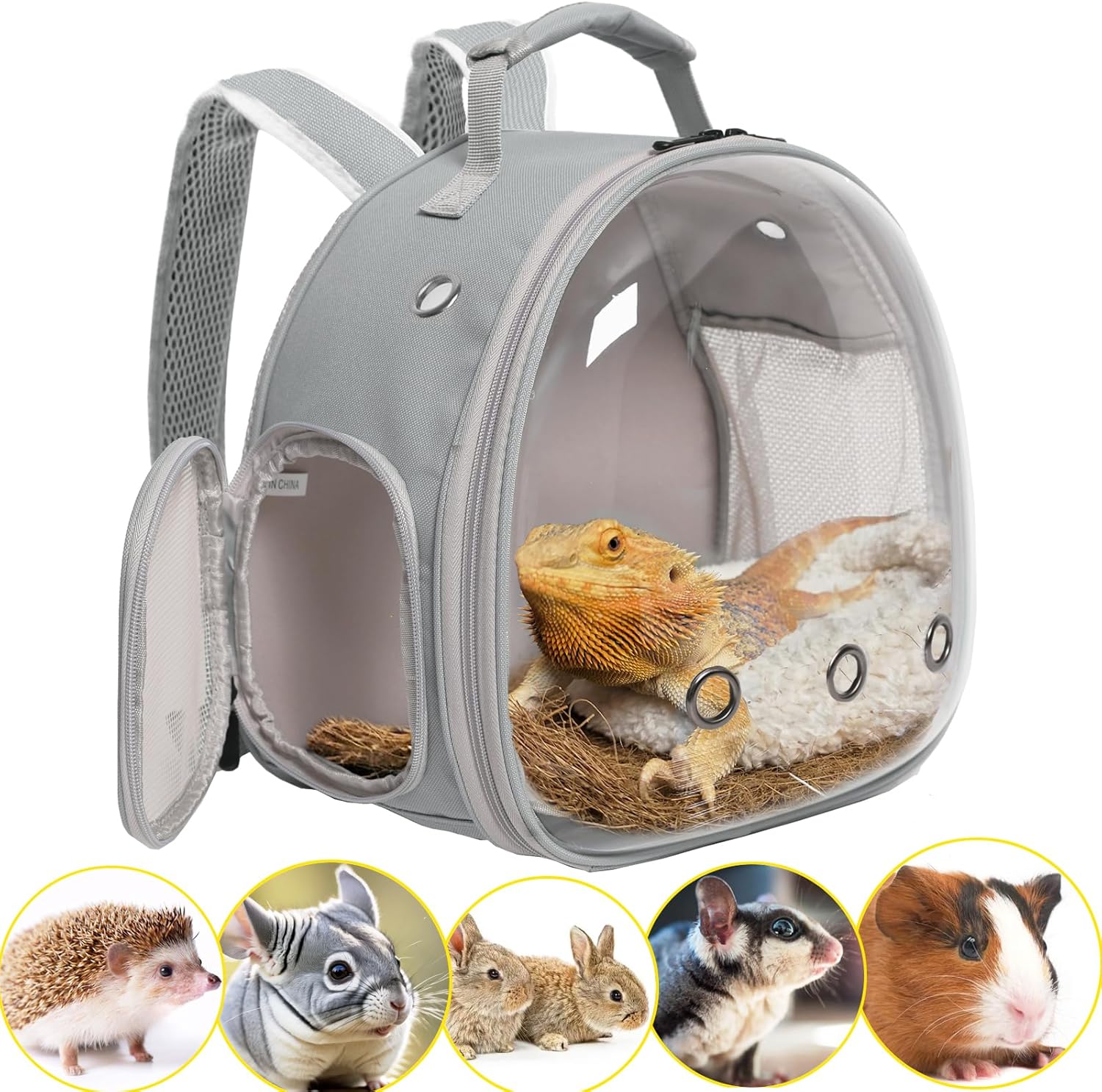 Guinea Pig Backpack Carrier, Reptile Outdoor Used,Bearded Dragon Carrier Backpack with Clear Bubble Window,Small Animal Travel Backpack for Hedgehog Rat Parrot, Airline Approved ( Backpack)
