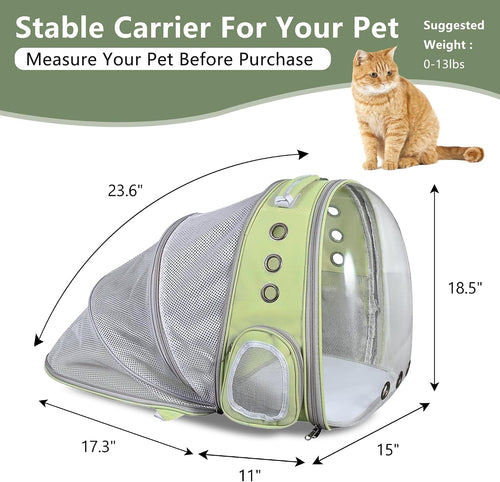 Cat Backpack Carrier, Expandable Breathable Pet Bubble Backpack for Cat Small Dog Airline Approved Pet Travel Carrying Bag for Hiking, Travel, Camping & Outdoor